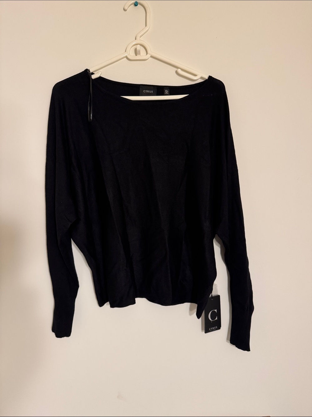 Cyrus Black Boatneck Long Sleeve Top